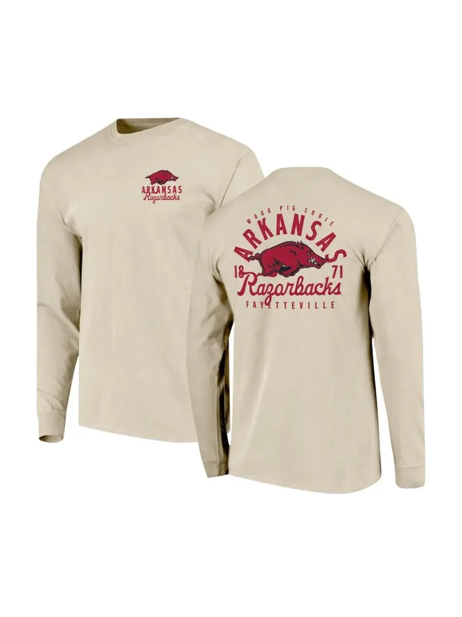 Мужская футболка с длинным рукавом Natural Arkansas Razorbacks Comfort Colors с изображением — изображение 1 из 3, прозрачный