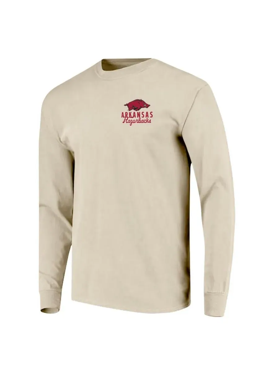 Мужская футболка с длинным рукавом Natural Arkansas Razorbacks Comfort Colors с изображением — изображение 3 из 3, прозрачный