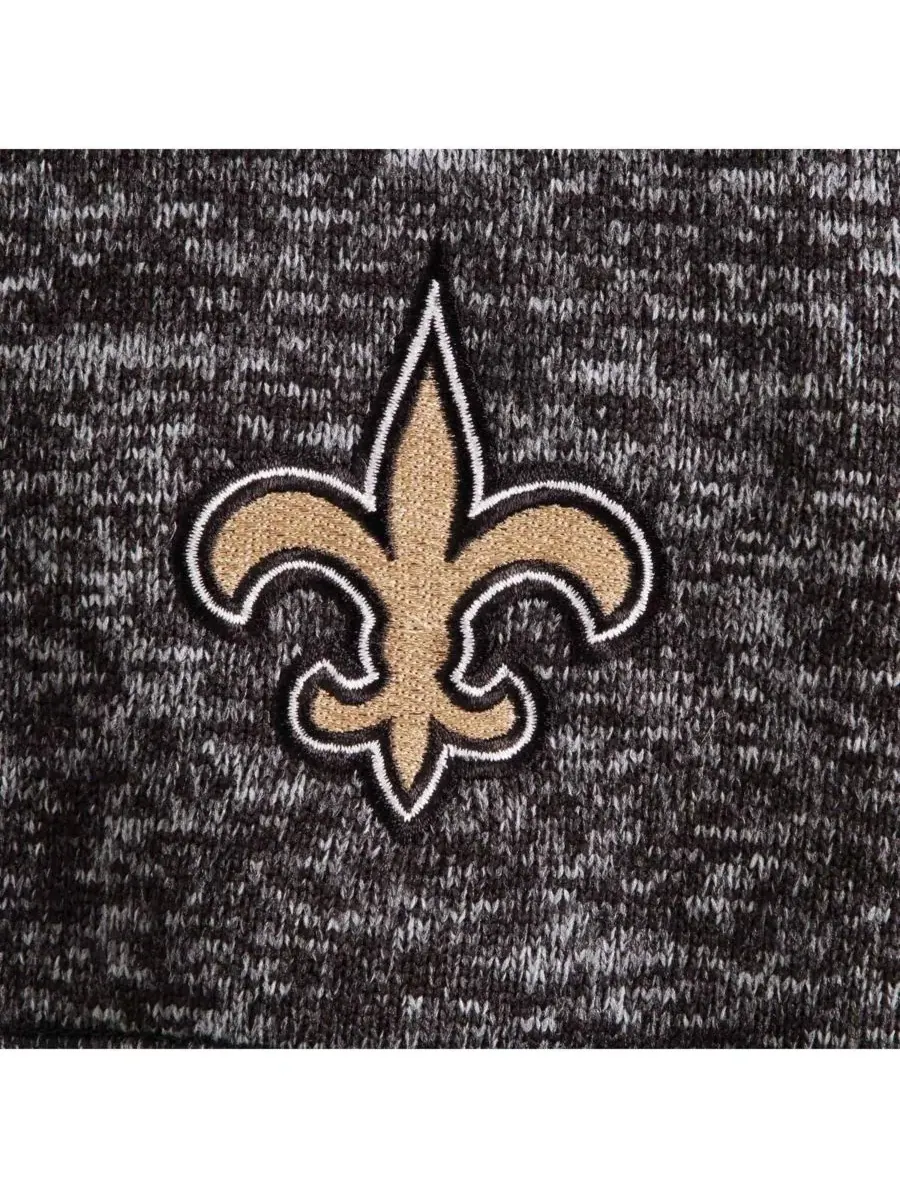 Antigua Мужская черная меланжевая куртка-пуловер New Orleans Saints Fortune с застежкой-молнией до — изображение 2 из 3
