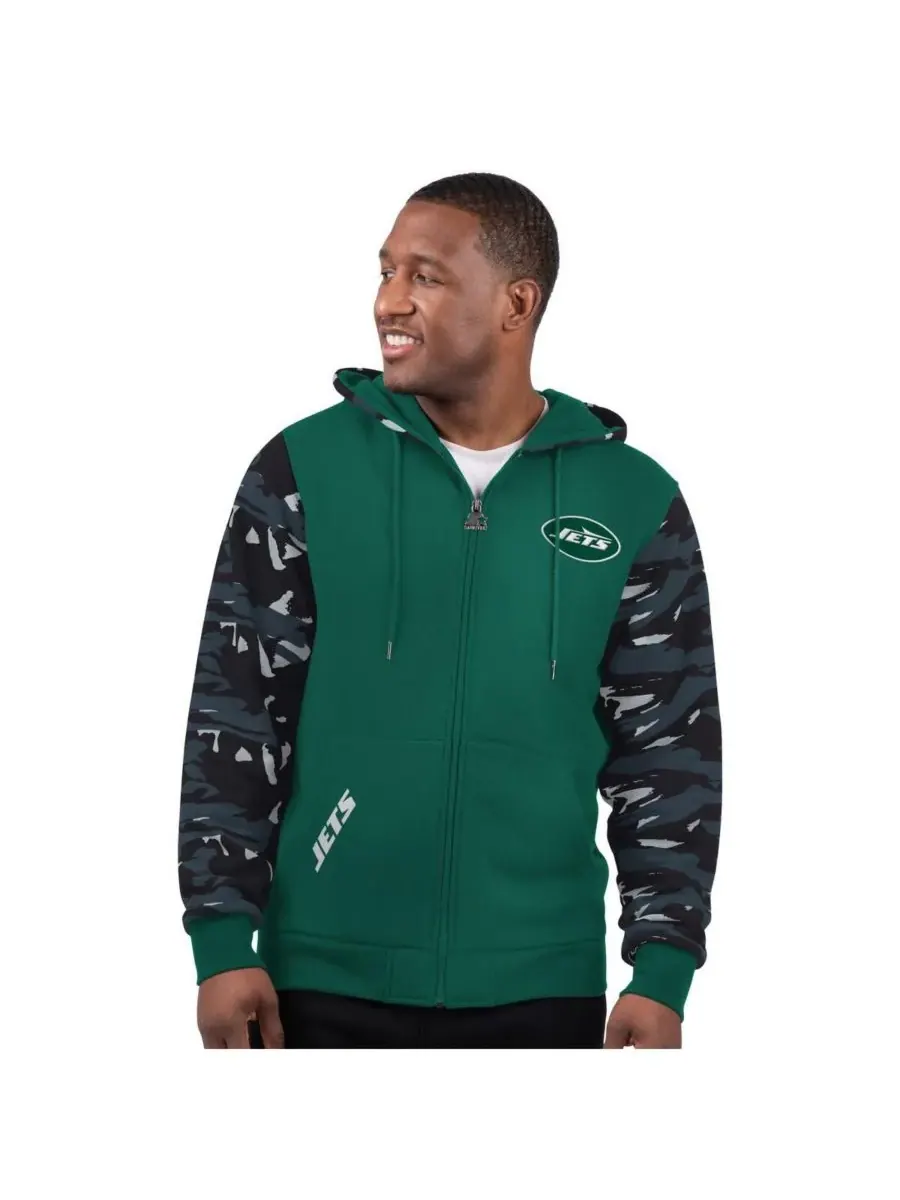 Starter Мужская зеленая толстовка на молнии с надписью "New York Jets Thursday Night Gridiron" — изображение 1 из 2