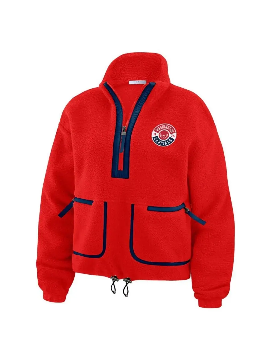 WEAR by Erin Andrews Женская красная флисовая куртка Washington Capitals с застежкой-молнией до — изображение 5 из 5, красный