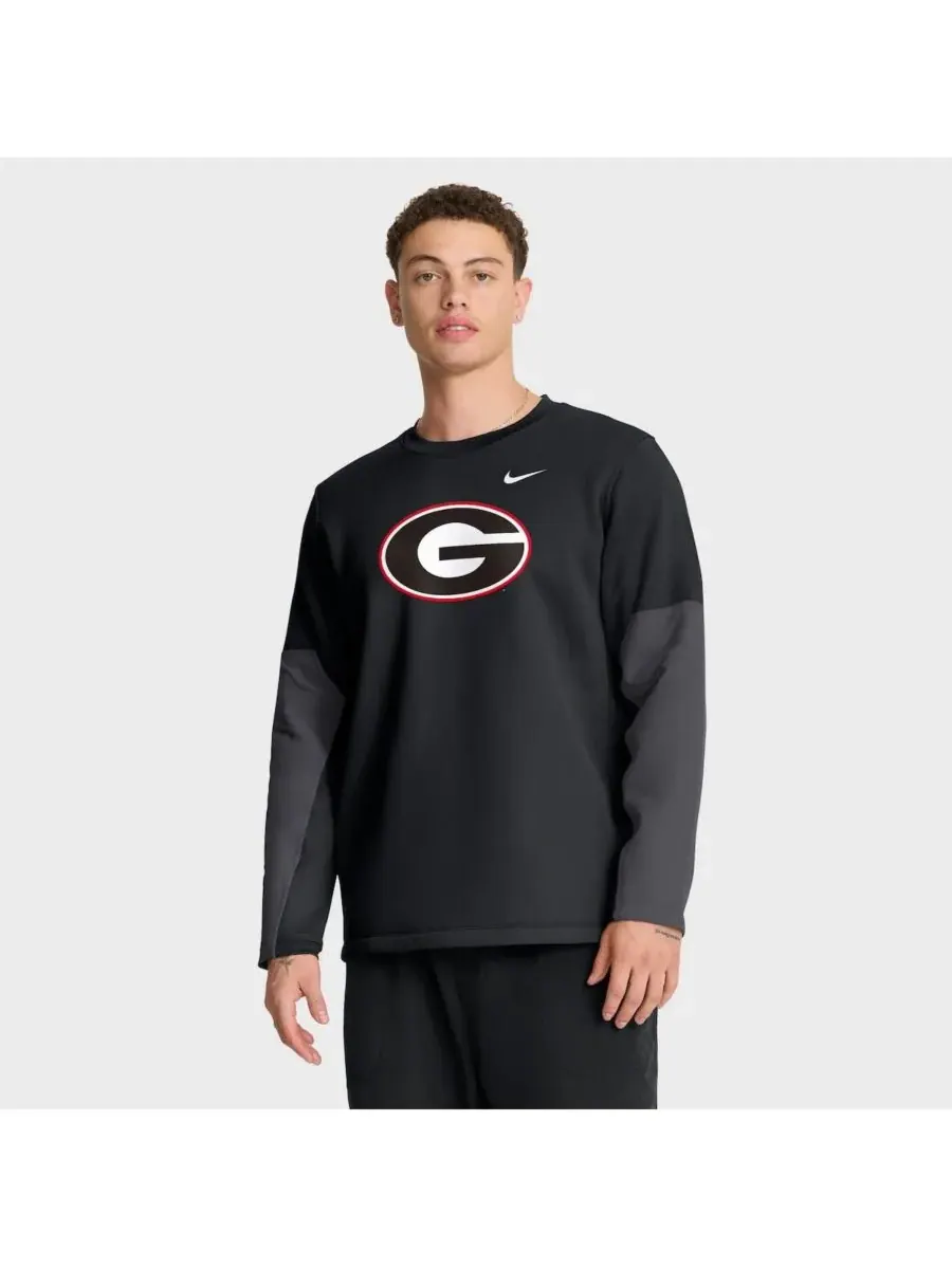 Nike Мужская черная футболка с длинным рукавом Georgia Bulldogs 2025 Sideline Coach Performance — изображение 1 из 5, черный