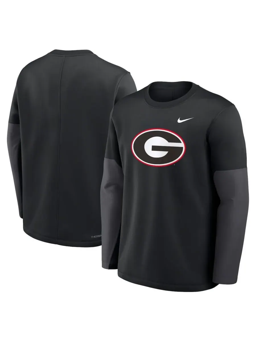 Nike Мужская черная футболка с длинным рукавом Georgia Bulldogs 2025 Sideline Coach Performance — изображение 4 из 5, черный
