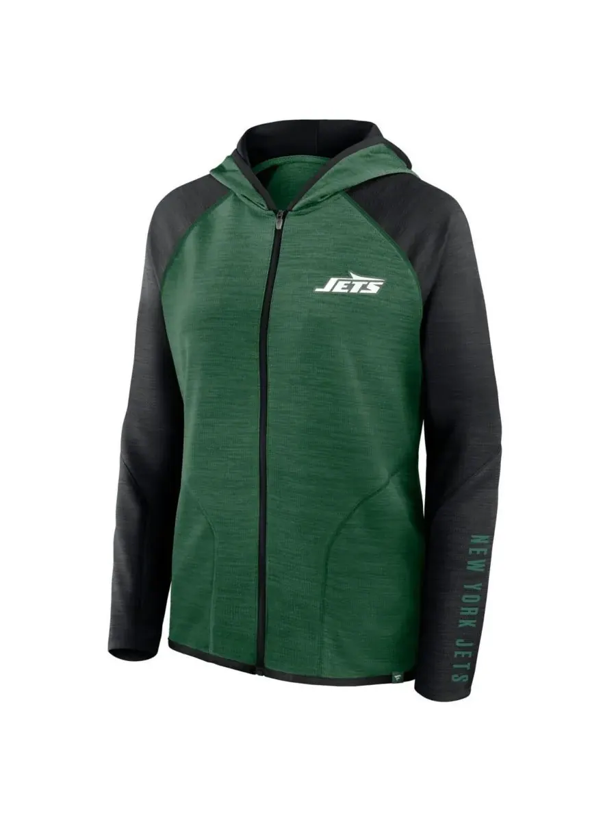 Fanatics Женская зелено-черная толстовка на молнии New York Jets Redzone End Around Pass Raglan — изображение 3 из 3