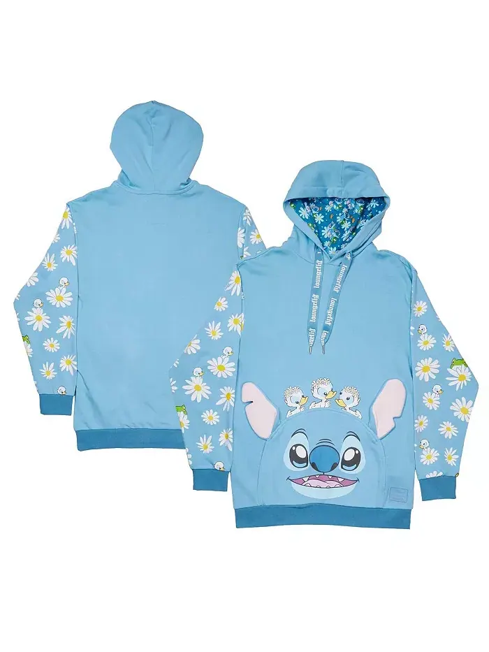 Мужская и женская голубая толстовка с капюшоном Lilo and Stitch Springtime Daisy Loungefly — изображение 1 из 4