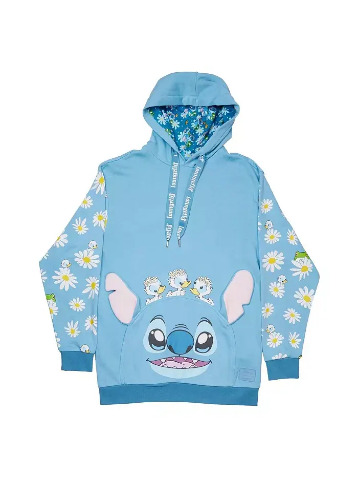 Мужская и женская голубая толстовка с капюшоном Lilo and Stitch Springtime Daisy Loungefly — изображение 3 из 4