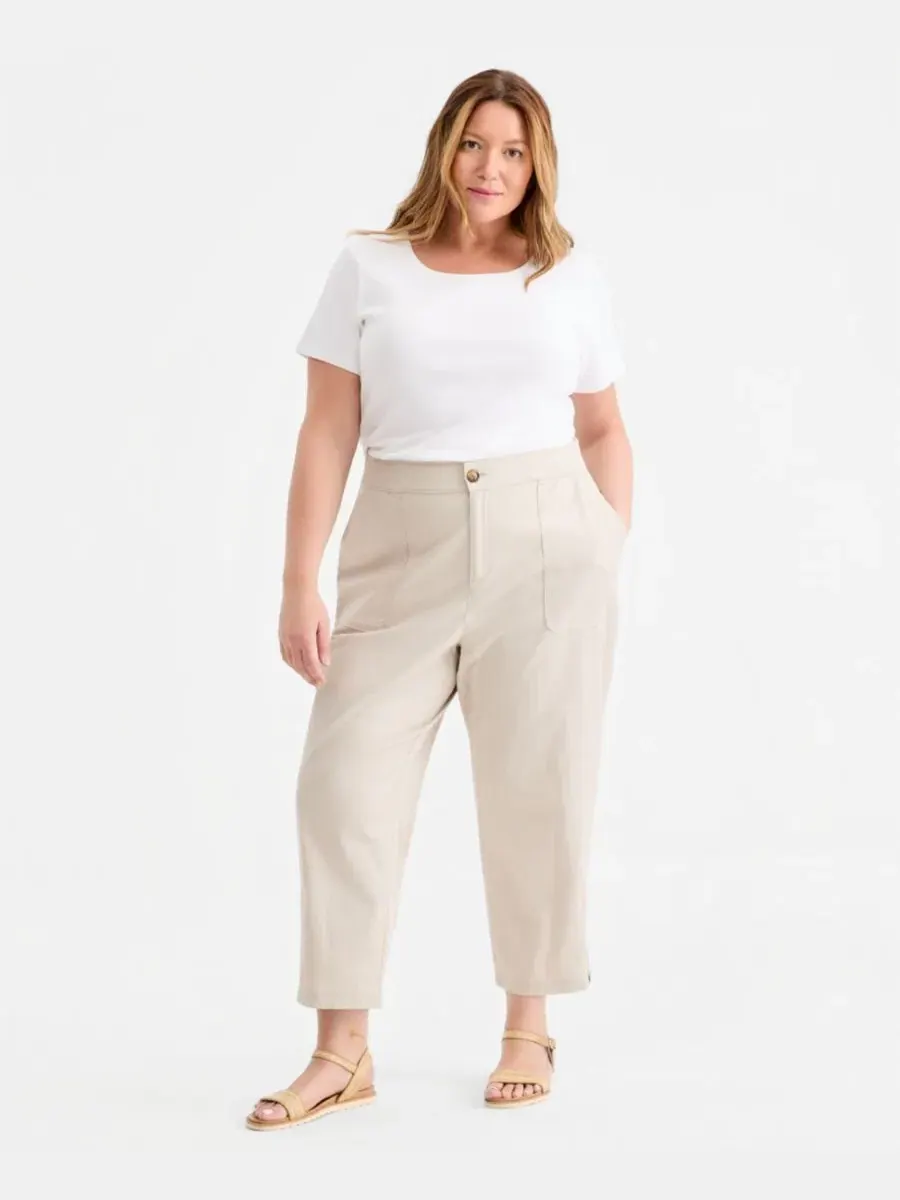 Брюки укороченные зауженные с боковой молнией Style & Co, Stone Wall — изображение 1 из 4