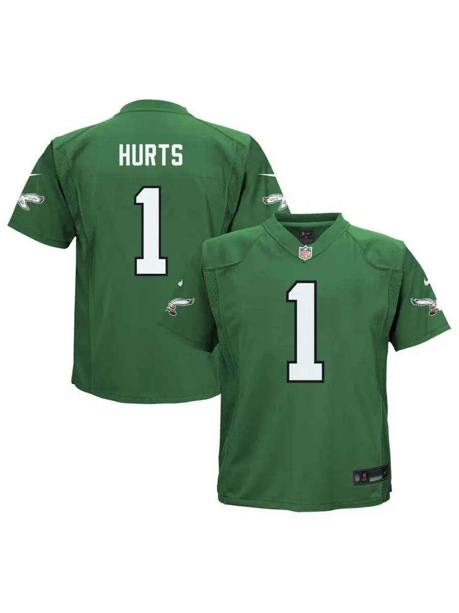 Детская футболка для мальчиков и девочек Jalen Hurts Kelly Philadelphia Eagles (альтернативная — изображение 1 из 3, зеленый