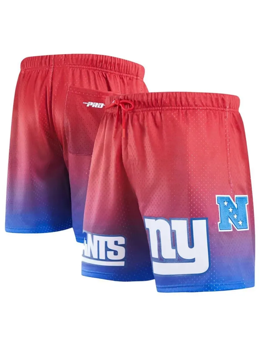 Pro Standard Мужские шорты New York Giants Ombre Mesh Shorts королевского синего и красного цвета — изображение 1 из 1