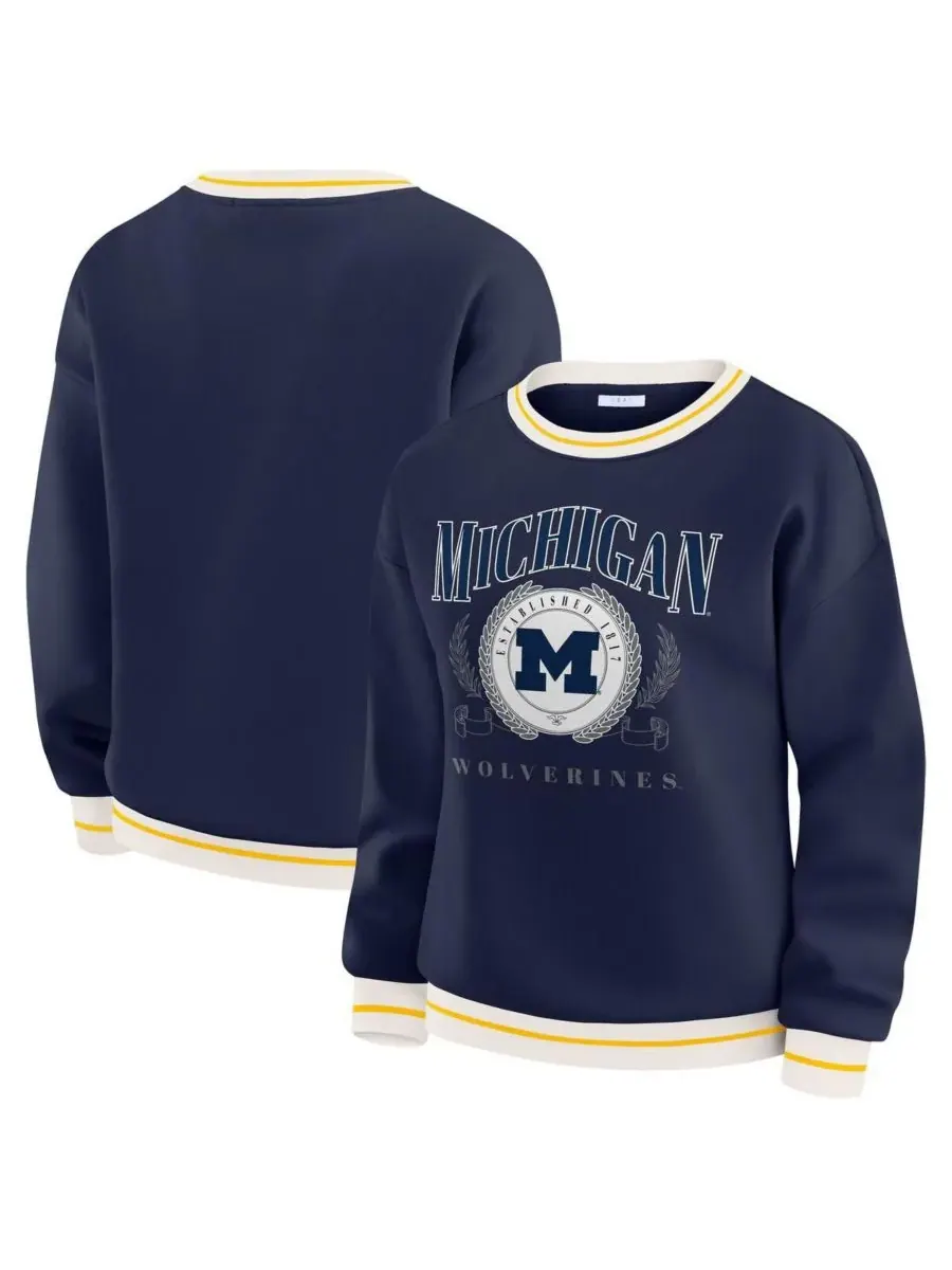 WEAR by Erin Andrews Женская толстовка Navy Michigan Wolverines Seal — изображение 1 из 3, темно-синий
