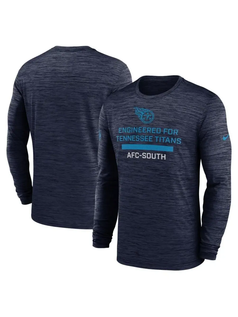 Nike Мужская темно-синяя футболка с длинным рукавом Tennessee Titans Sideline Velocity Performance — изображение 1 из 3