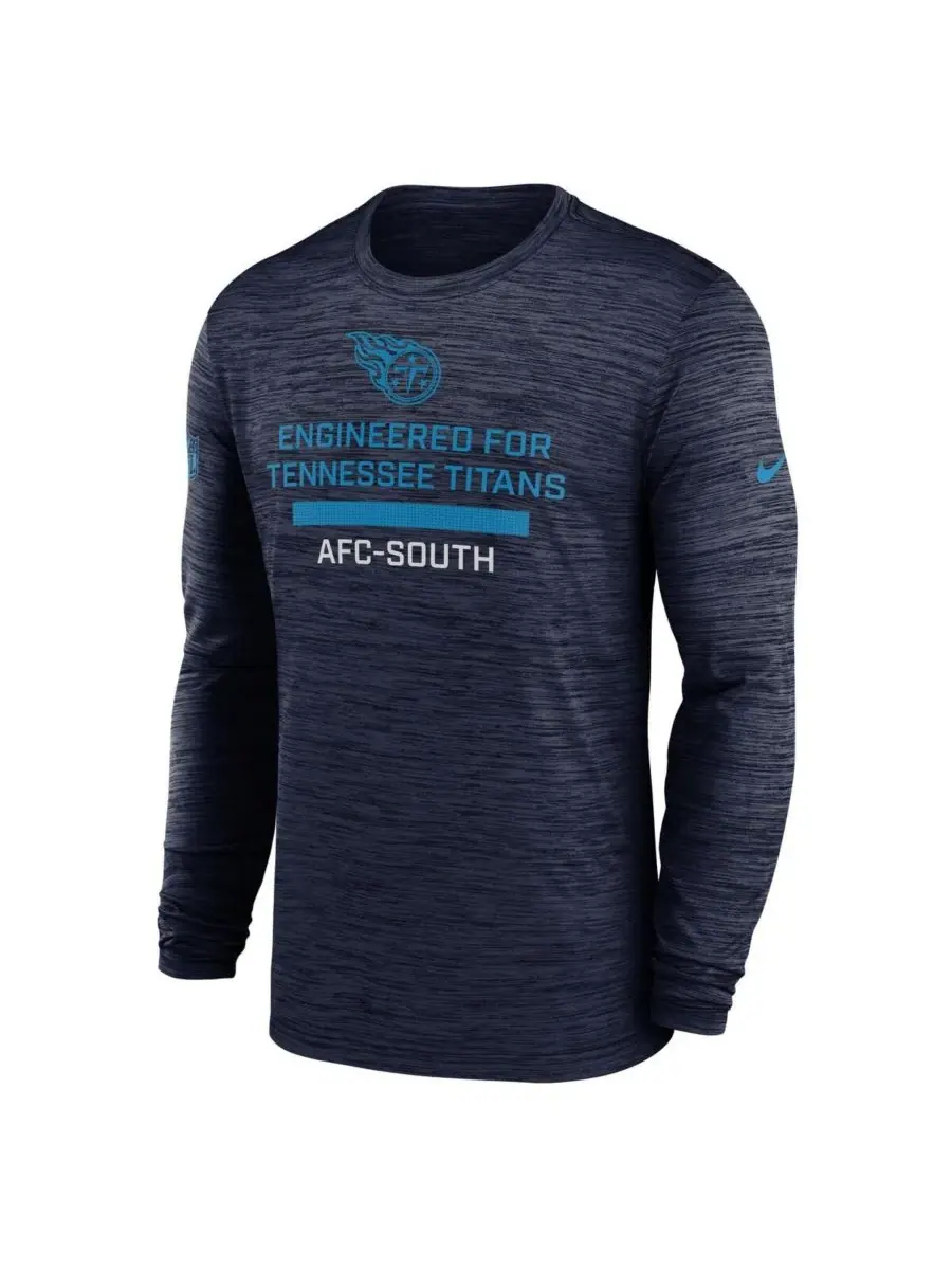Nike Мужская темно-синяя футболка с длинным рукавом Tennessee Titans Sideline Velocity Performance — изображение 3 из 3