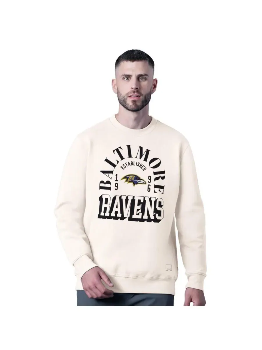 MSX by Michael Strahan Мужская белая толстовка Baltimore Ravens Whiteout Tri-Blend — изображение 1 из 3, белый