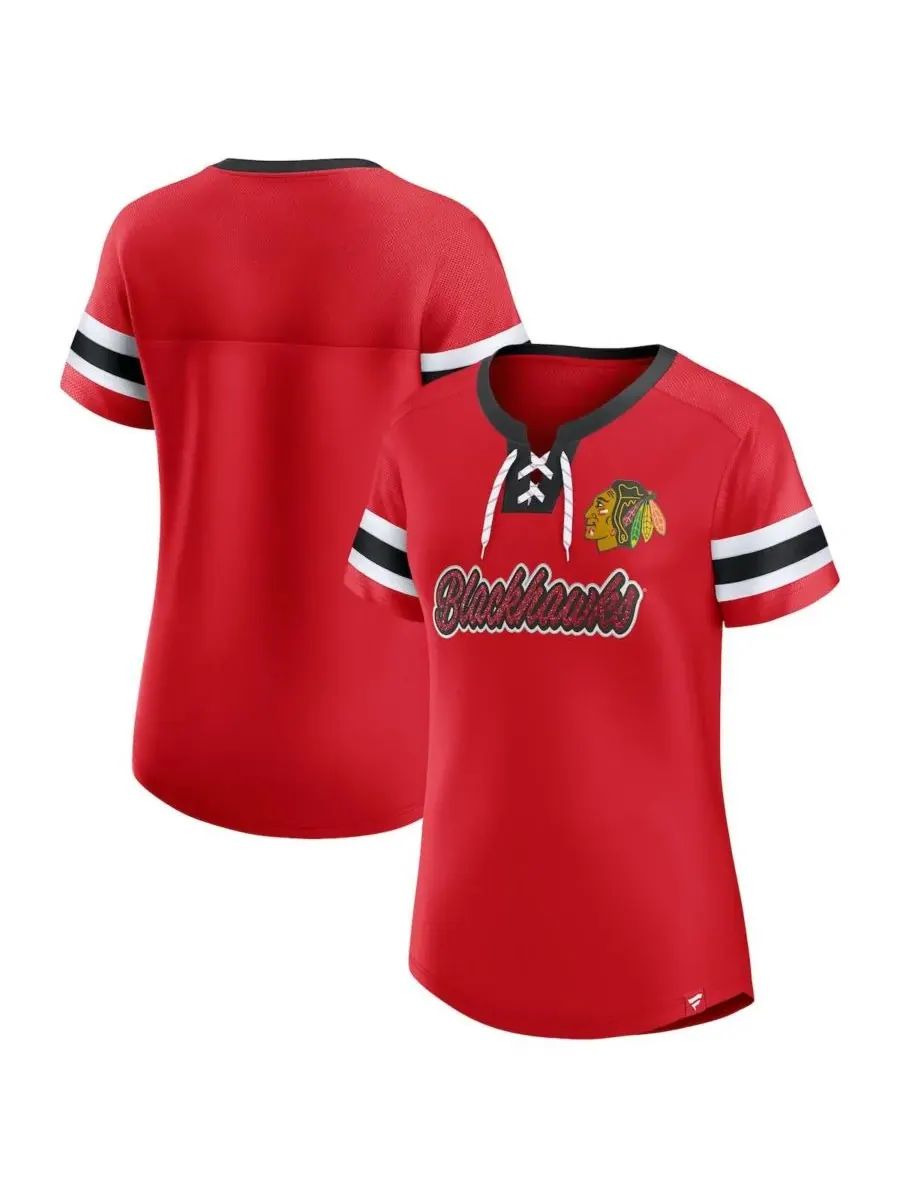 Fanatics Женская красная футболка Chicago Blackhawks Iconic Athena на шнуровке — изображение 1 из 3, красный