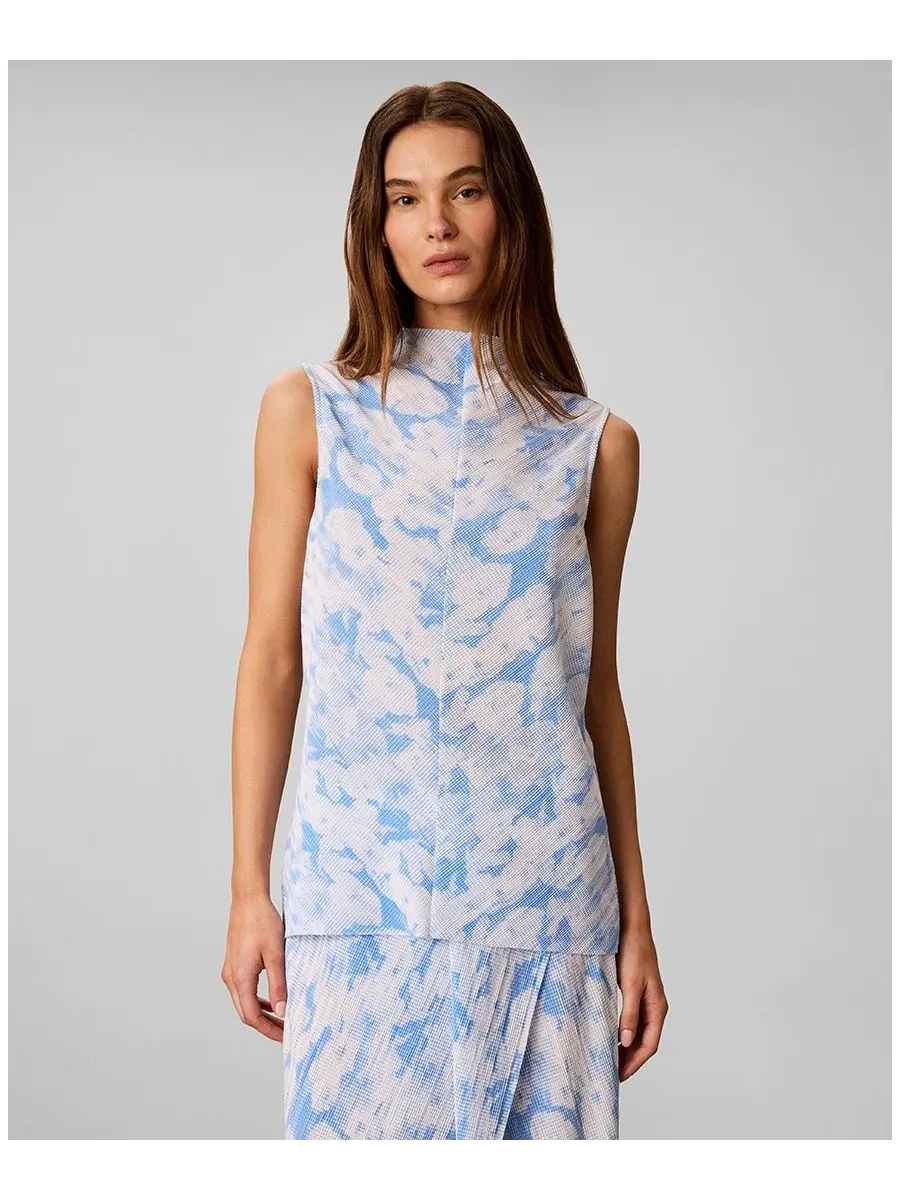 Топ с принтом, без рукавов Calvin Klein, Halftone Floral Marina Dew — изображение 1 из 5