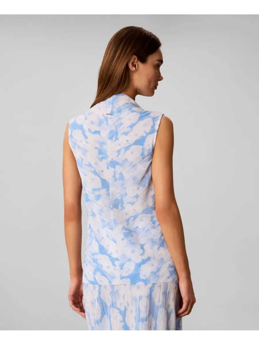 Топ с принтом, без рукавов Calvin Klein, Halftone Floral Marina Dew — изображение 2 из 5