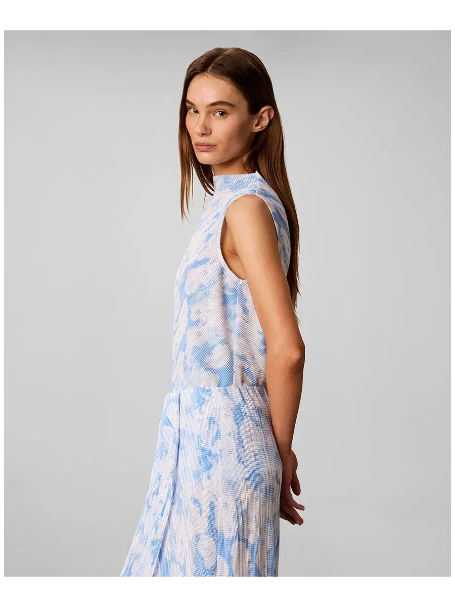 Топ с принтом, без рукавов Calvin Klein, Halftone Floral Marina Dew — изображение 3 из 5