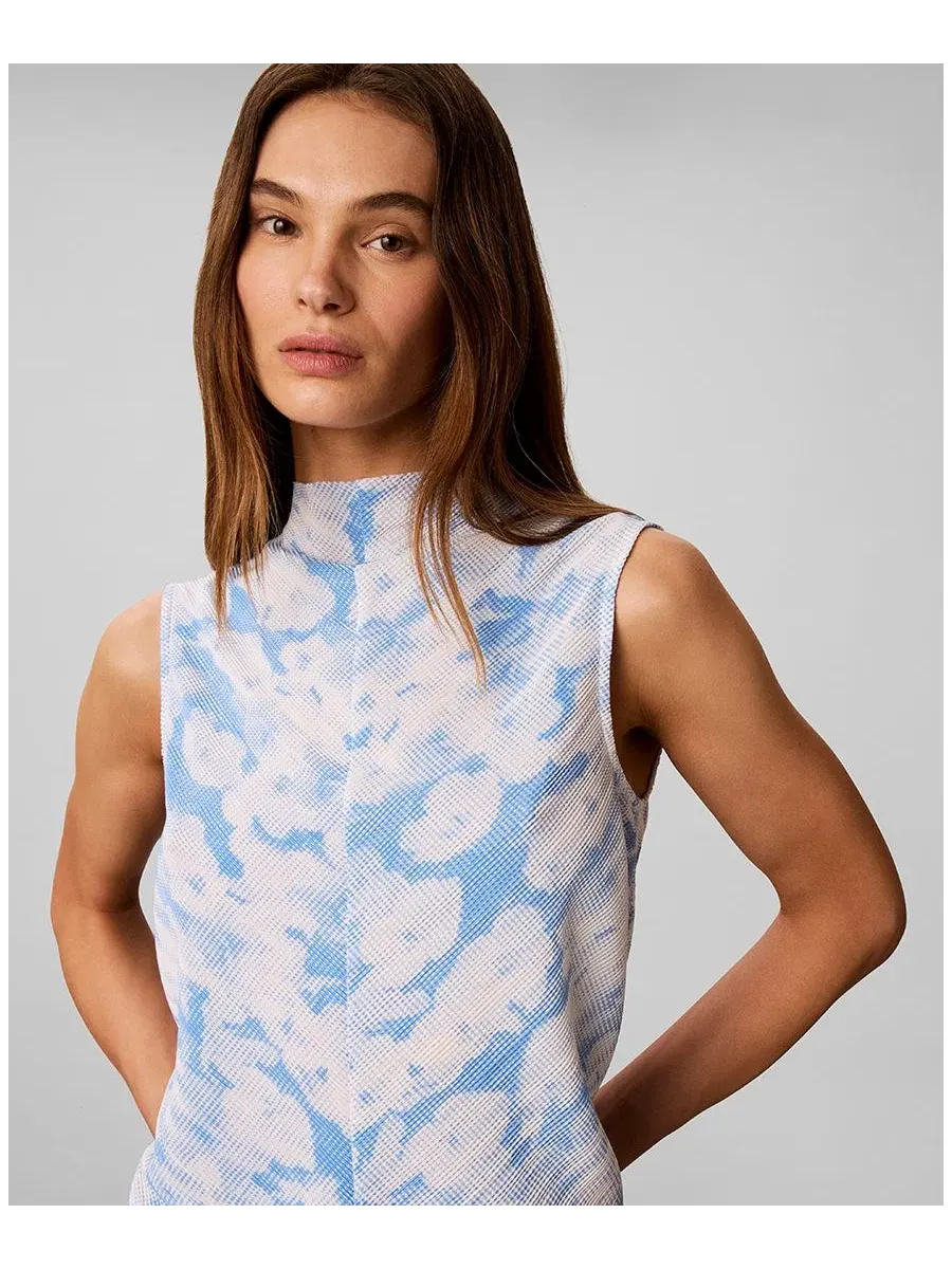 Топ с принтом, без рукавов Calvin Klein, Halftone Floral Marina Dew — изображение 4 из 5