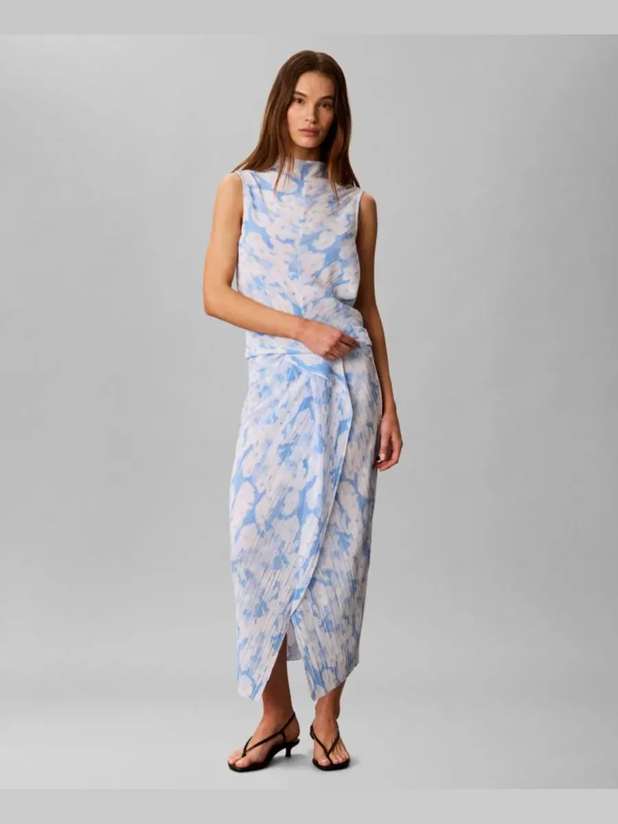 Топ с принтом, без рукавов Calvin Klein, Halftone Floral Marina Dew — изображение 5 из 5