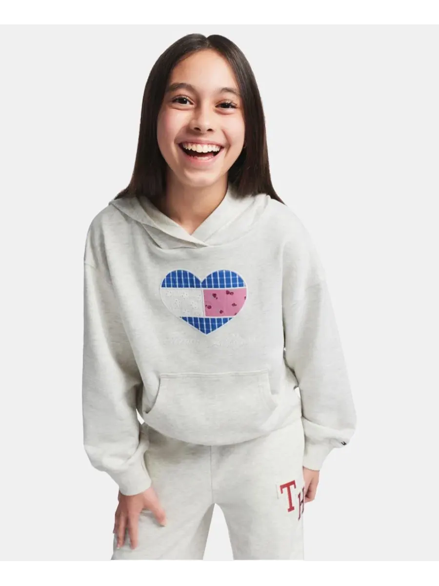 Худи из футера с капюшоном и логотипом Tommy Hilfiger, Oat Heather — изображение 1 из 9