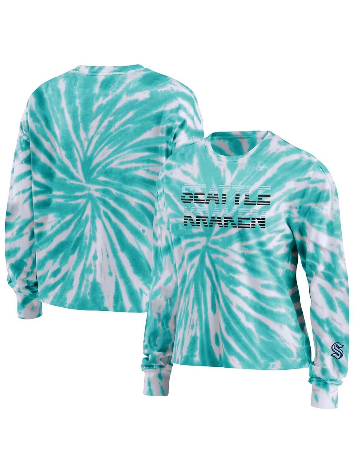 Женская голубая футболка с длинным рукавом Seattle Kraken Tie Dye WEAR by Erin Andrews — изображение 1 из 3, светлый синий