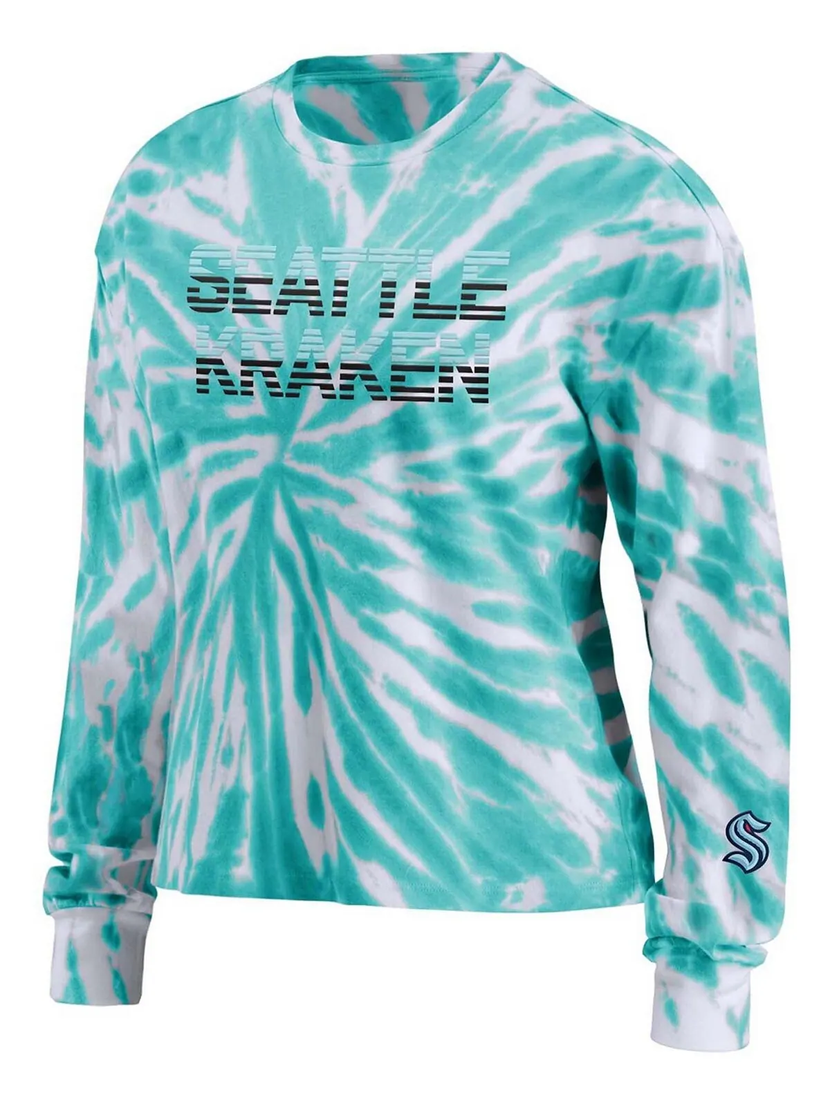 Женская голубая футболка с длинным рукавом Seattle Kraken Tie Dye WEAR by Erin Andrews — изображение 2 из 3, светлый синий