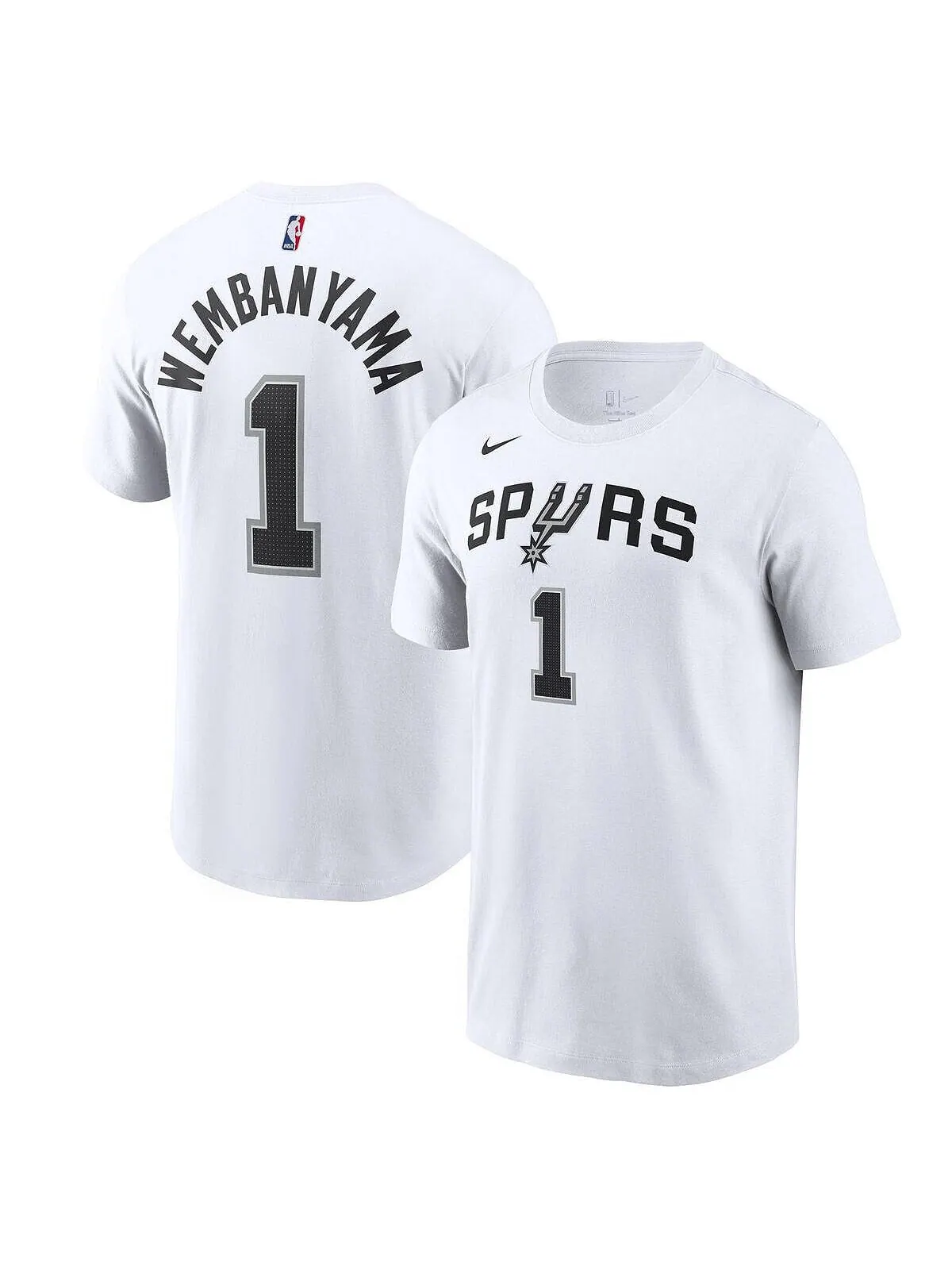 Мужская белая футболка Victor Wembanyama San Antonio Spurs с именем и номером драфта НБА 2023 года — изображение 1 из 3