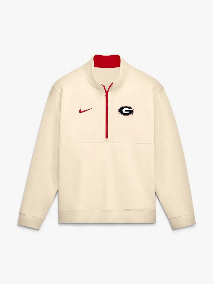 Мужской свитшот-половина замок Nike Georgia Bulldogs Primetime Club Fleece — изображение 1 из 2, кремовый красный