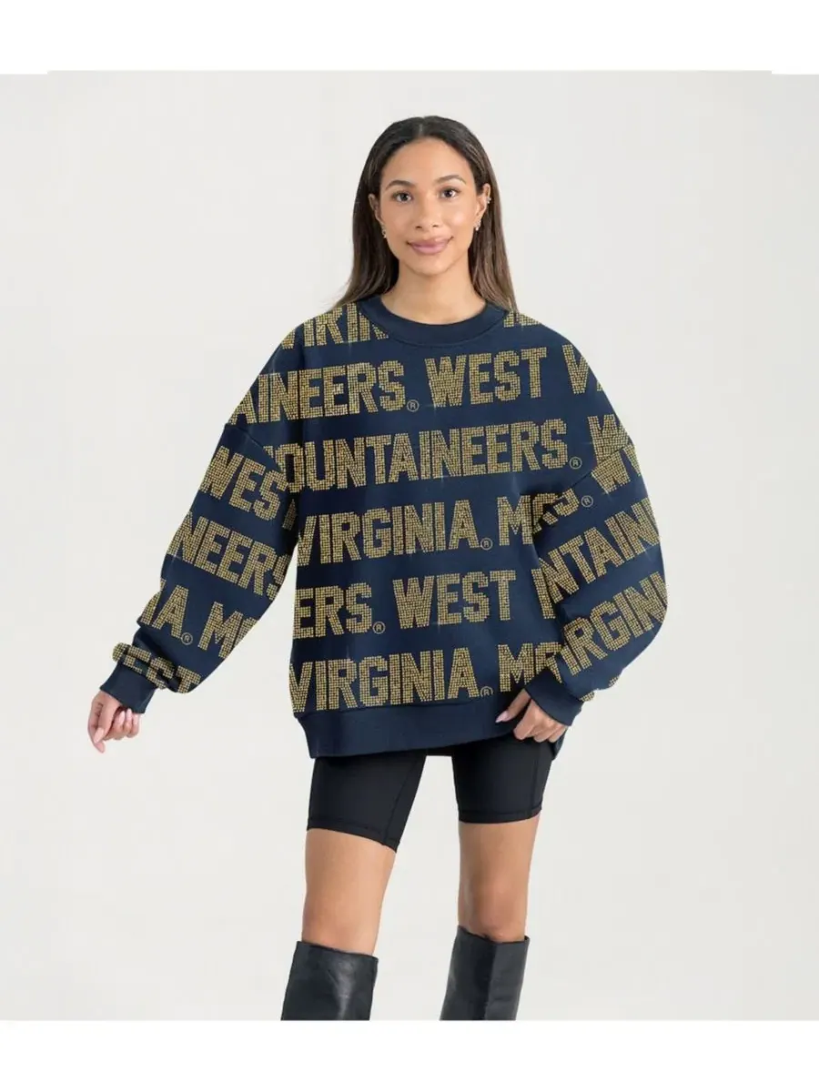 Свитшот оверсайз с принтом West Virginia Mountaineers Gameday Couture — изображение 1 из 5, темно-синий