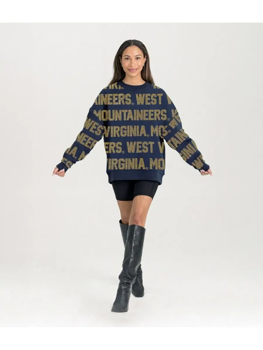 Свитшот оверсайз с принтом West Virginia Mountaineers Gameday Couture — изображение 2 из 5, темно-синий