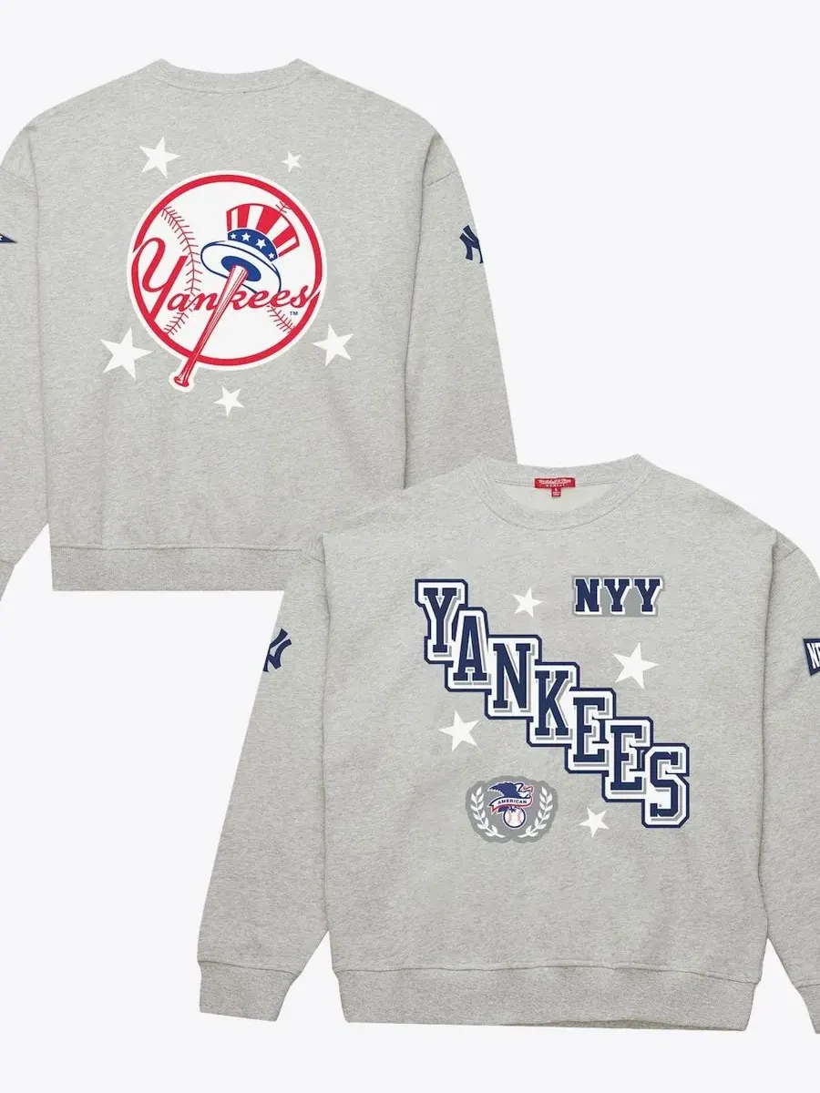 Женский свитшот с принтом New York Yankees Pep Rally Mitchell & Ness — изображение 1 из 3, серый