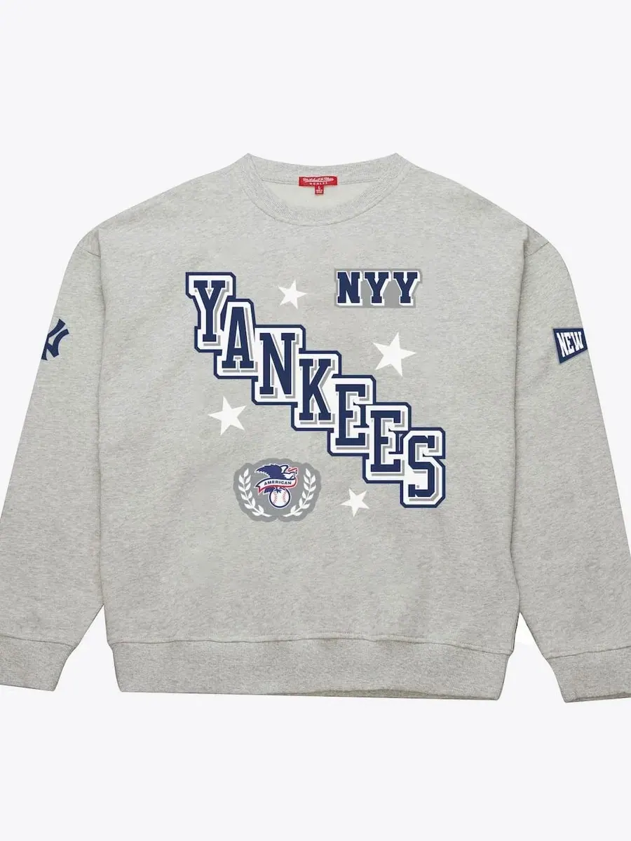 Женский свитшот с принтом New York Yankees Pep Rally Mitchell & Ness — изображение 3 из 3, серый