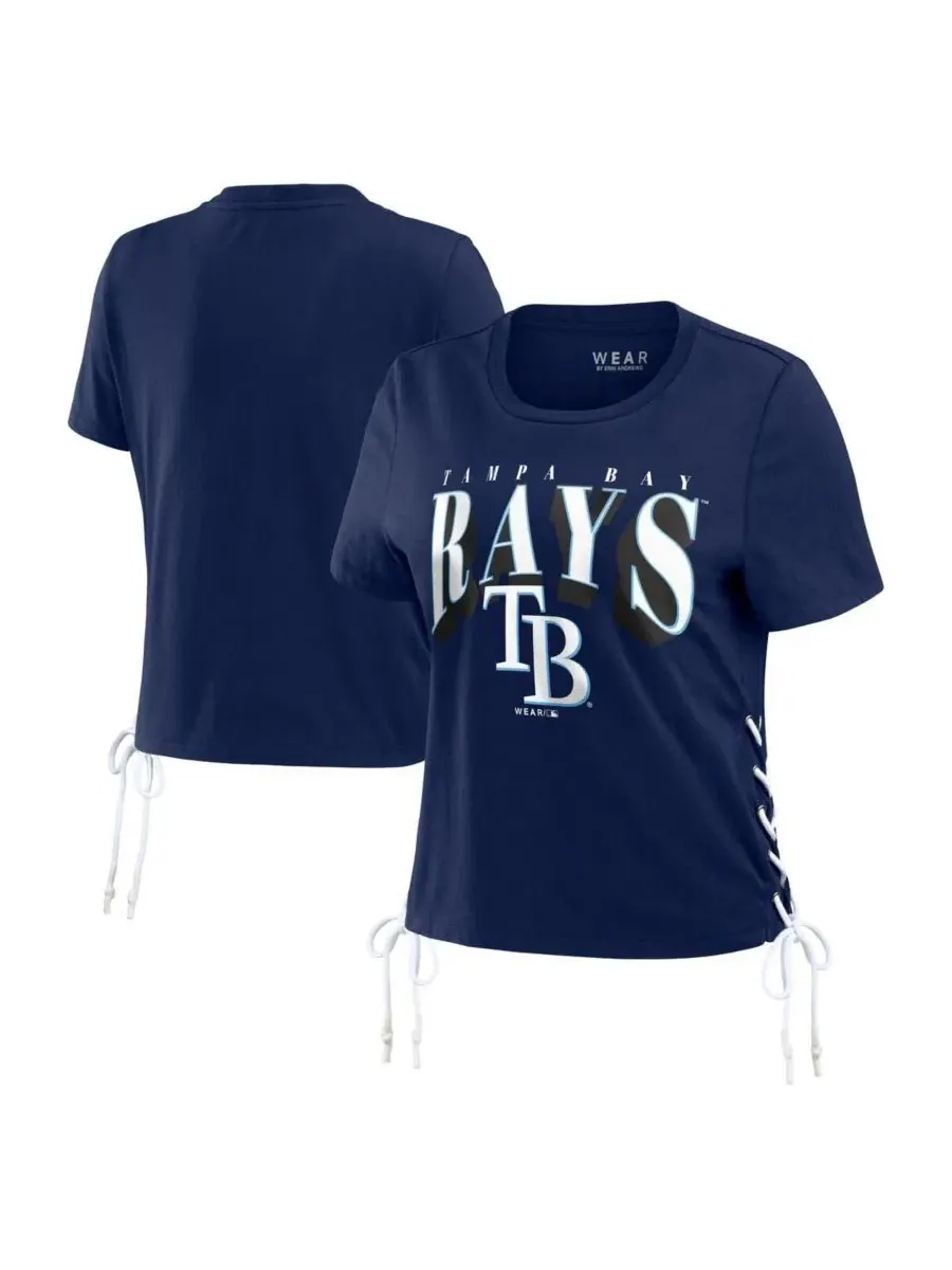 Футболка женская с укороченным кроем и шнуровкой по бокам Tampa Bay Rays WEAR by Erin Andrews — изображение 1 из 4