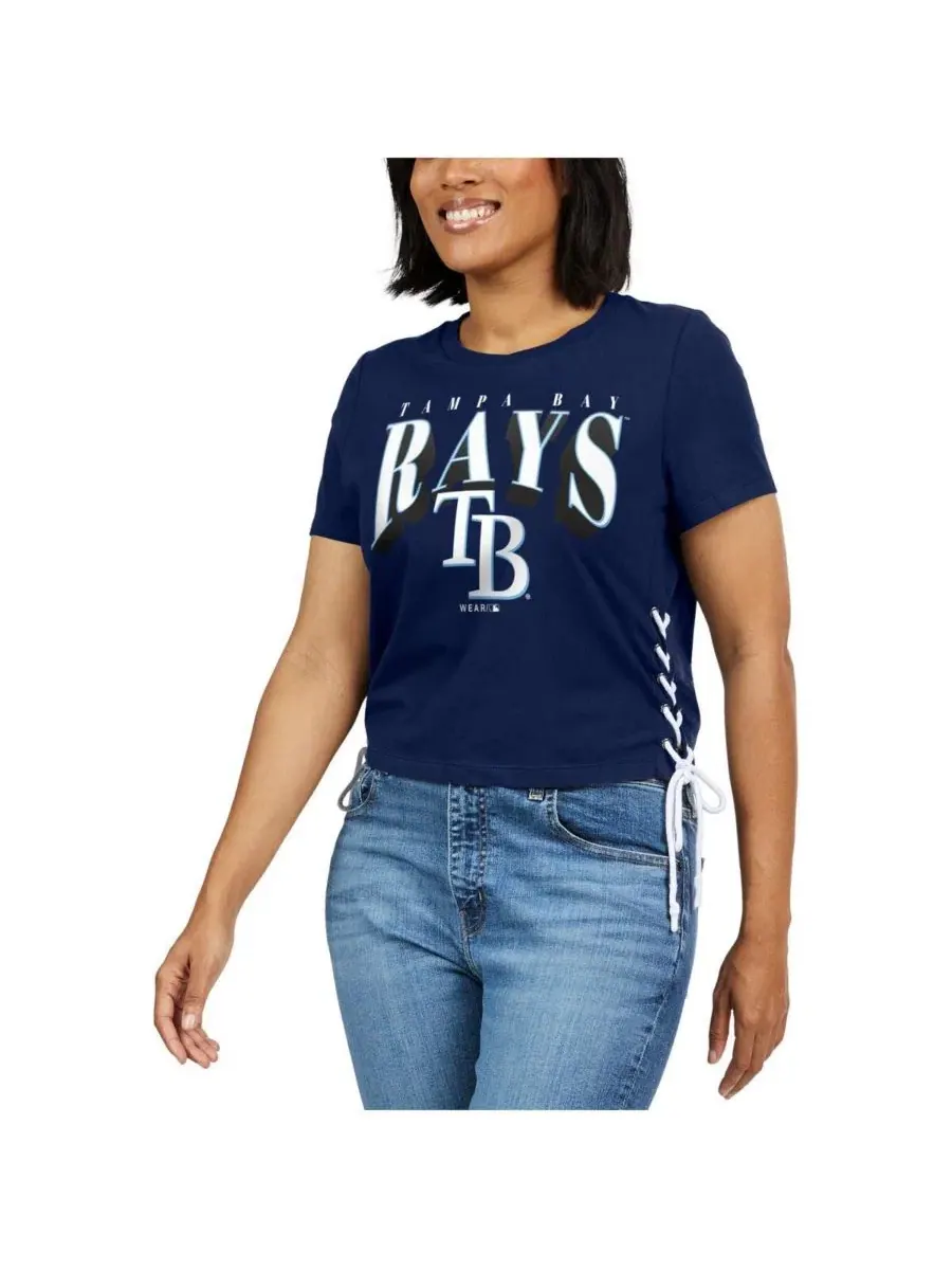 Футболка женская с укороченным кроем и шнуровкой по бокам Tampa Bay Rays WEAR by Erin Andrews — изображение 2 из 4