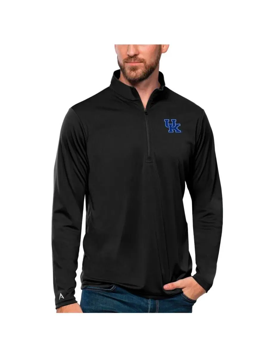Легкий пуловер с четверть-застежкой, с вышивкой Kentucky Wildcats Antigua — изображение 1 из 1, черный