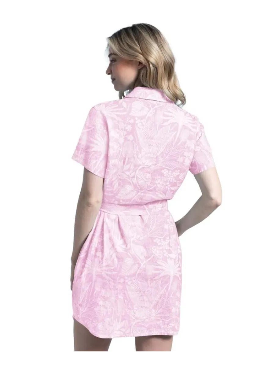 Платье из льна с принтом Palm Linen Dress Margaritaville — изображение 2 из 2, розовый
