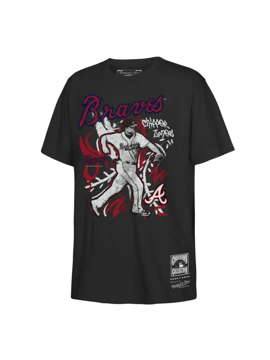 Футболка с длинным рукавом Chipper Jones Chalked Up Player Mitchell & Ness — изображение 1 из 1, черный