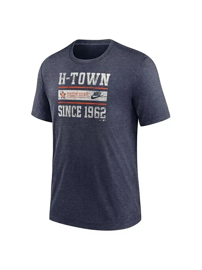 Футболка мужская Heather Navy Houston Astros Cooperstown Collection Local Stack Tri-Blend Nike — изображение 2 из 3