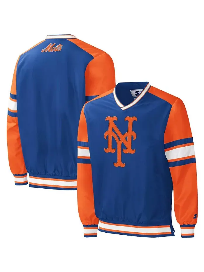 Мужская ветровка-пуловер с V-образным вырезом Royal New York Mets Yardline Starter