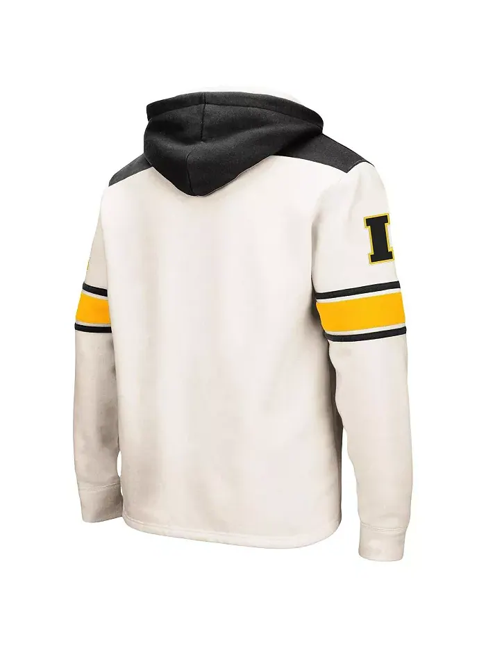 Мужская хоккейная толстовка с капюшоном на шнуровке Big and Tall Iowa Hawkeyes, кремовая Colosseum — изображение 3 из 3