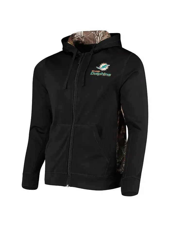 Мужская черная толстовка с капюшоном на молнии Decoy Tech Fleece Miami Dolphins в камуфляже — изображение 3 из 3