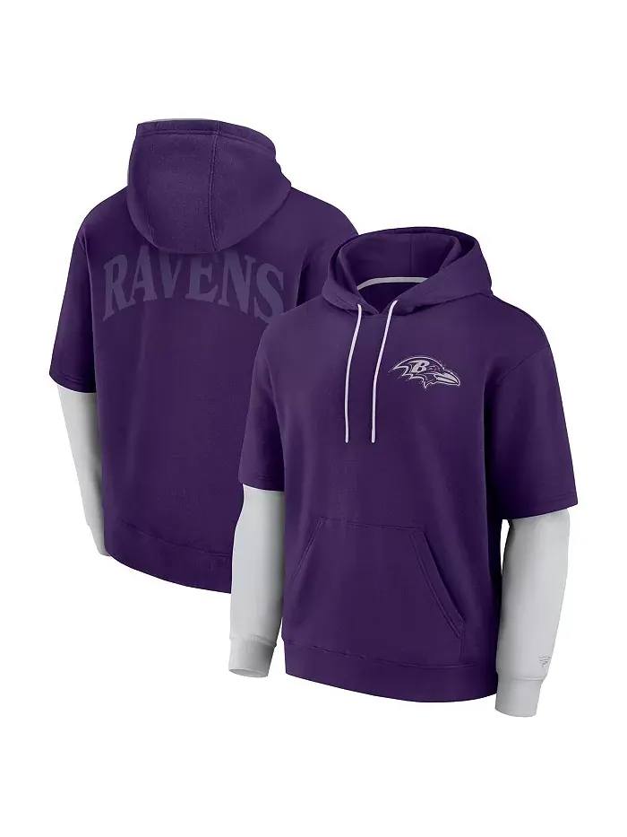 Мужская и женская фиолетовая толстовка с капюшоном Baltimore Ravens Sleek Elements Fanatics — изображение 1 из 5