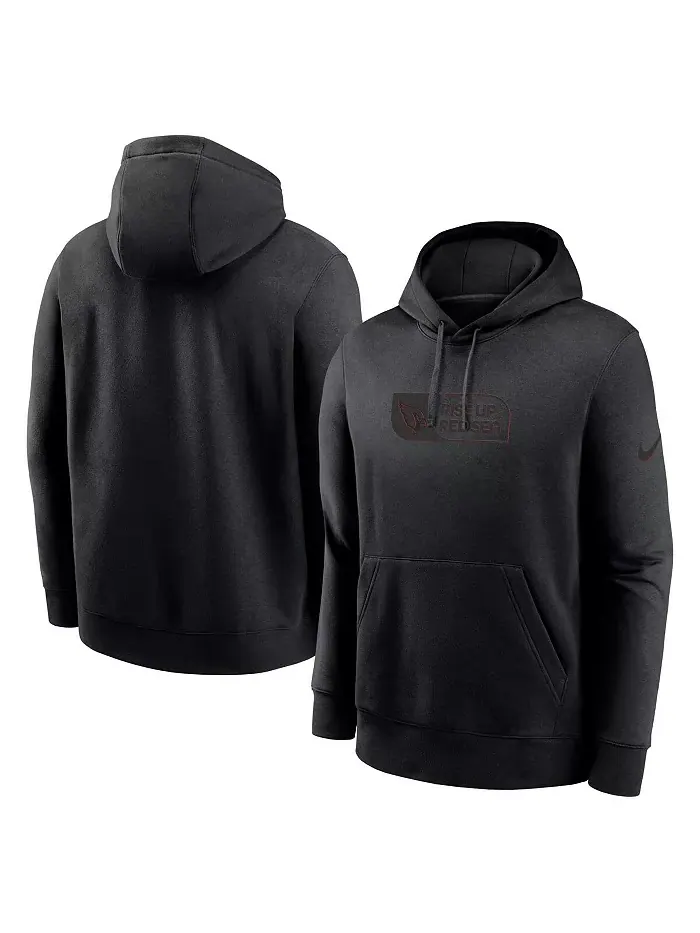 Мужская черная толстовка с капюшоном Arizona Cardinals Edge French Terry Club Pullover Hoodie Nike — изображение 1 из 3