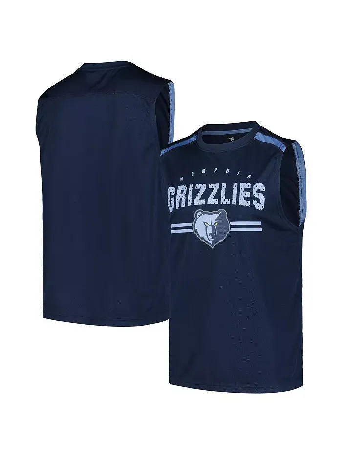 Мужская темно-синяя майка Memphis Grizzlies Birdseye Muscle Fanatics — изображение 1 из 3