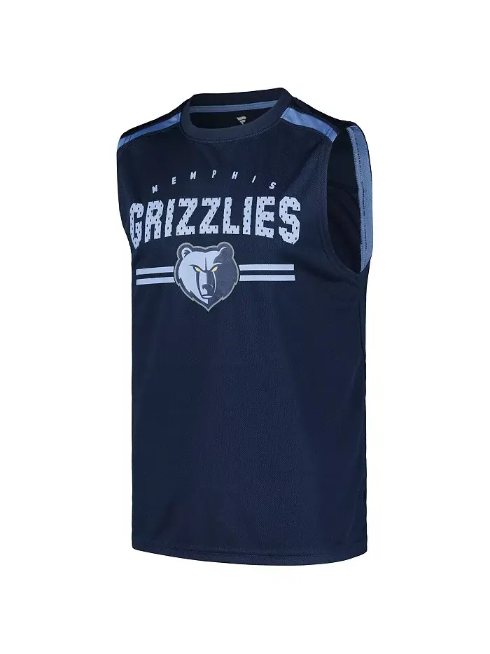 Мужская темно-синяя майка Memphis Grizzlies Birdseye Muscle Fanatics — изображение 2 из 3