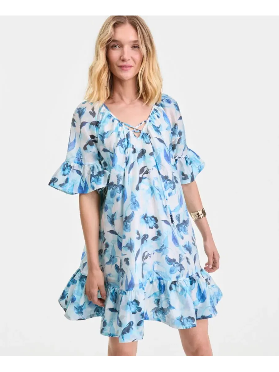 Платье с принтом и коротким рукавом, модель Bari Bouquet I.N.C. International Concepts, Bari Bouquet — изображение 2 из 7
