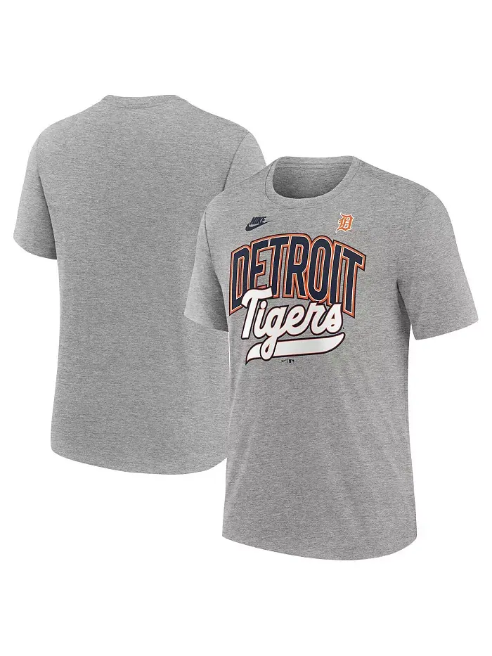 Мужская футболка Detroit Tigers Cooperstown Collection Retro Tri-Blend цвета хизер-серый Nike — изображение 1 из 3