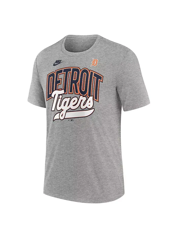 Мужская футболка Detroit Tigers Cooperstown Collection Retro Tri-Blend цвета хизер-серый Nike — изображение 2 из 3