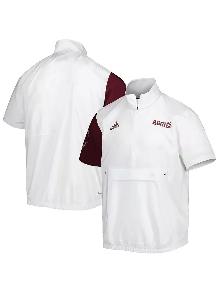 Мужская белая куртка Texas A&M Aggies M STM AEROREADY с молнией на четверть adidas