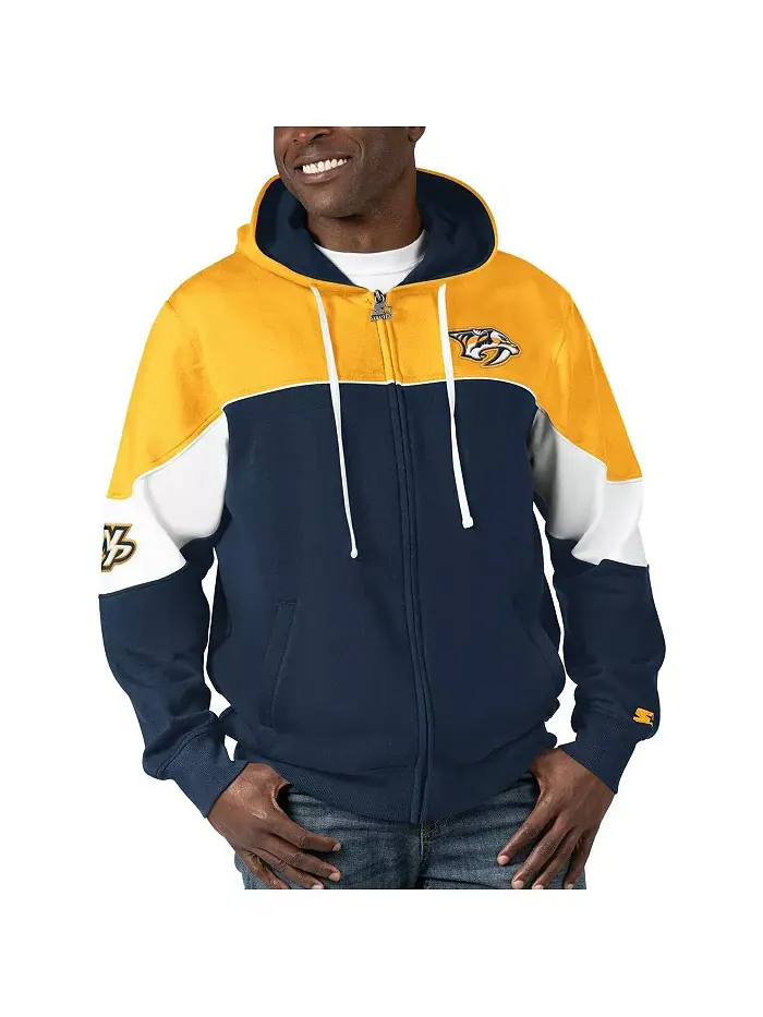 Мужская худи с молнией Nashville Predators Power Forward, цвет: темно-синий, золотой Starter — изображение 1 из 2